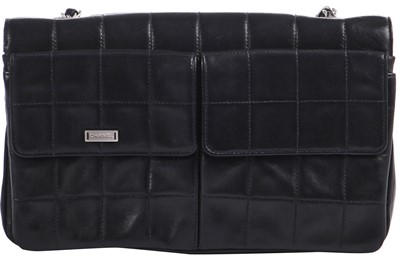 Lot 8 - A Chanel quilted black lambskin leather 2.55 variation, 2000-02