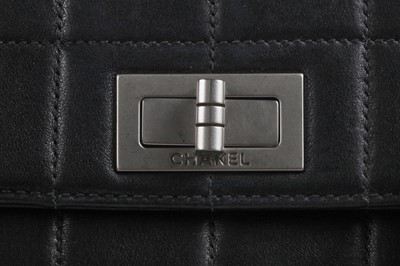 Lot 8 - A Chanel quilted black lambskin leather 2.55 variation, 2000-02