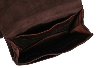 Lot 66 - A Cartier brown suede clutch with 9K gold clasp, 1930s