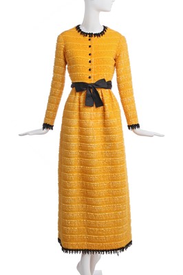 Lot 204 - A Christian Dior by Marc Bohan yellow hostess gown, late 1960s