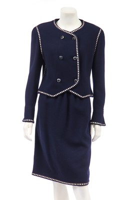 Lot 8 - A Chanel navy wool suit, 2000s