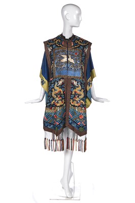 Lot 556 - An embroidered satin xaipei, Chinese, late 19th century