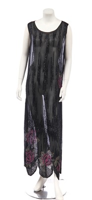 Lot 459 - A beaded black chiffon evening gown, 1920s