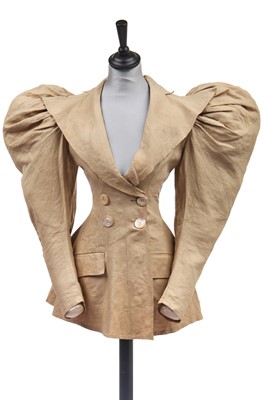 Lot 507 - A good buff linen summer jacket, probably for bicycling, circa 1895
