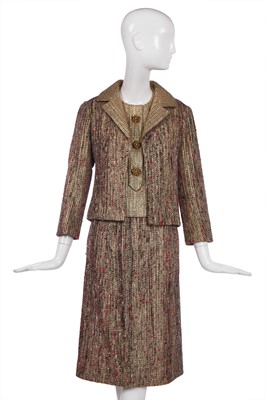 Lot 302 - A Christian Dior gilt fantasy-tweed cocktail suit, 1963