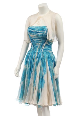 Lot 381 - A Carven couture chiffon cocktail dress, 1950s