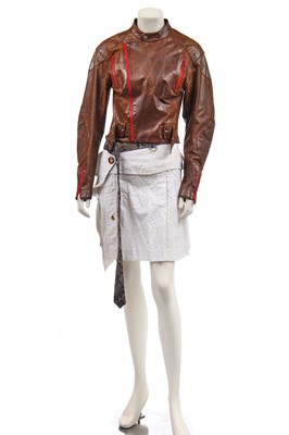 Lot 110 - A John Galliano brown leather biker jacket, Autumn-Winter 2001/2002
