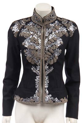 Lot 105 - An Alexander McQueen military-style embroidered wool jacket, commercial collection, 2006
