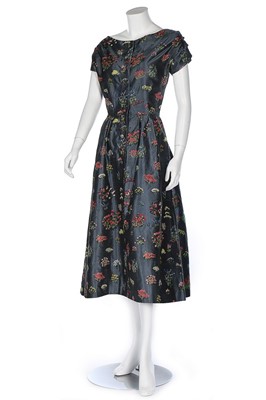 Lot 140 - A Christian Dior London blue-grey slubbed silk...