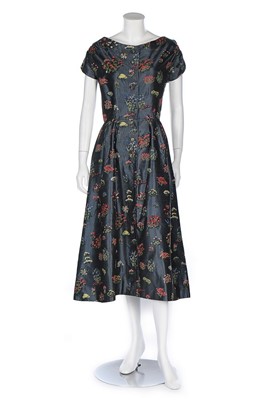 Lot 140 - A Christian Dior London blue-grey slubbed silk...