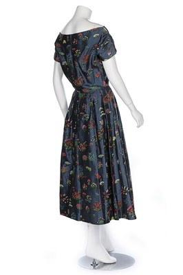 Lot 140 - A Christian Dior London blue-grey slubbed silk...