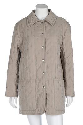 Lot 16 - An Hermès pale grey quilted jacket, modern,...