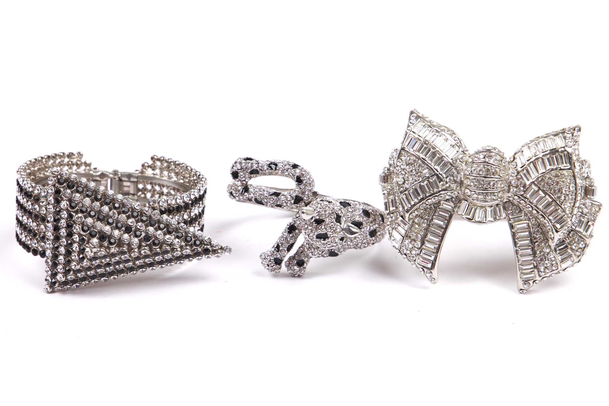 Lot 63 - Two Butler & Wilson rhinestone encrusted cuff bracelets, 1980s
