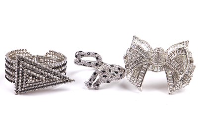Lot 63 - Two Butler & Wilson rhinestone encrusted cuff bracelets, 1980s