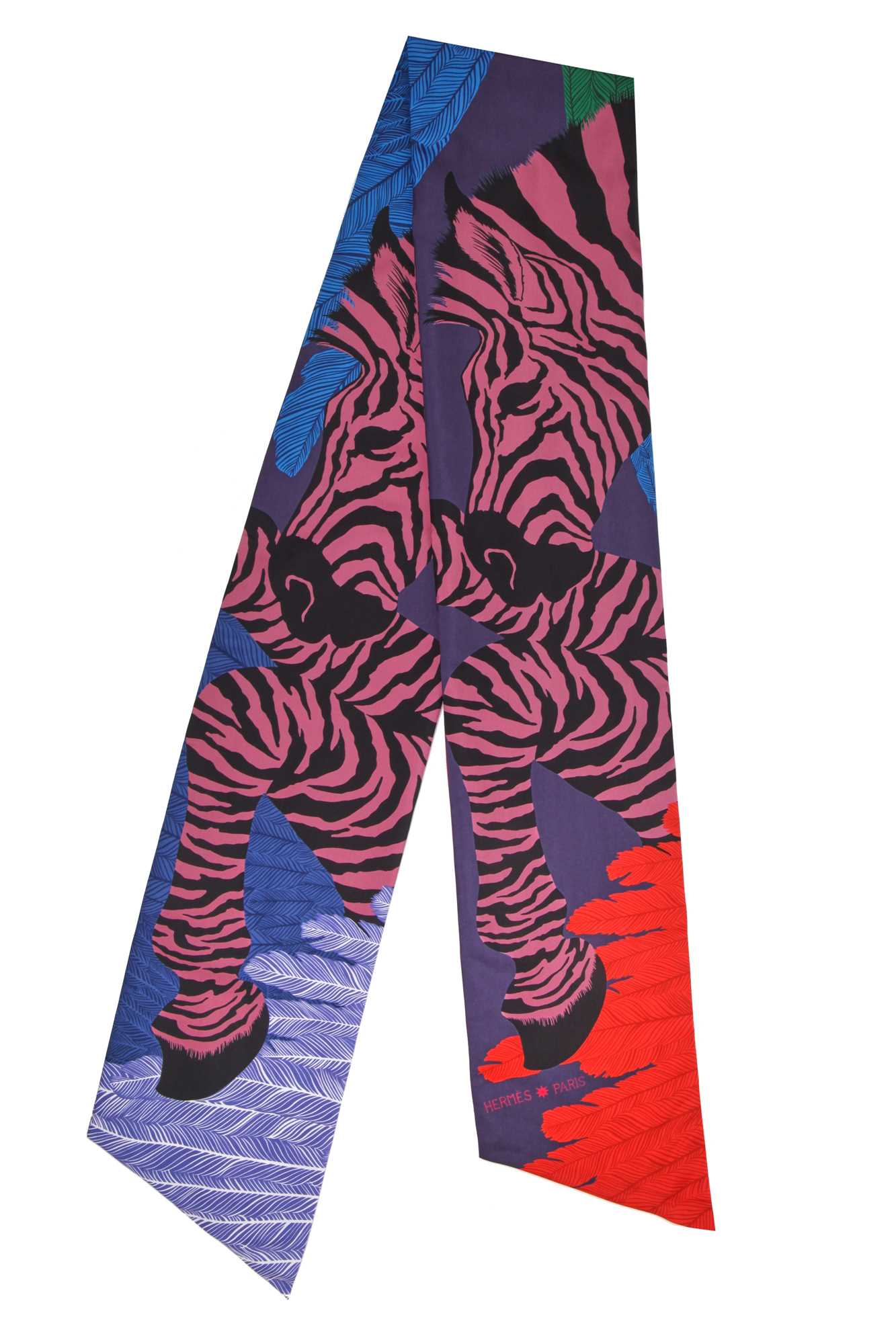 Lot 53 - An Hermès printed silk maxi Twilly, modern