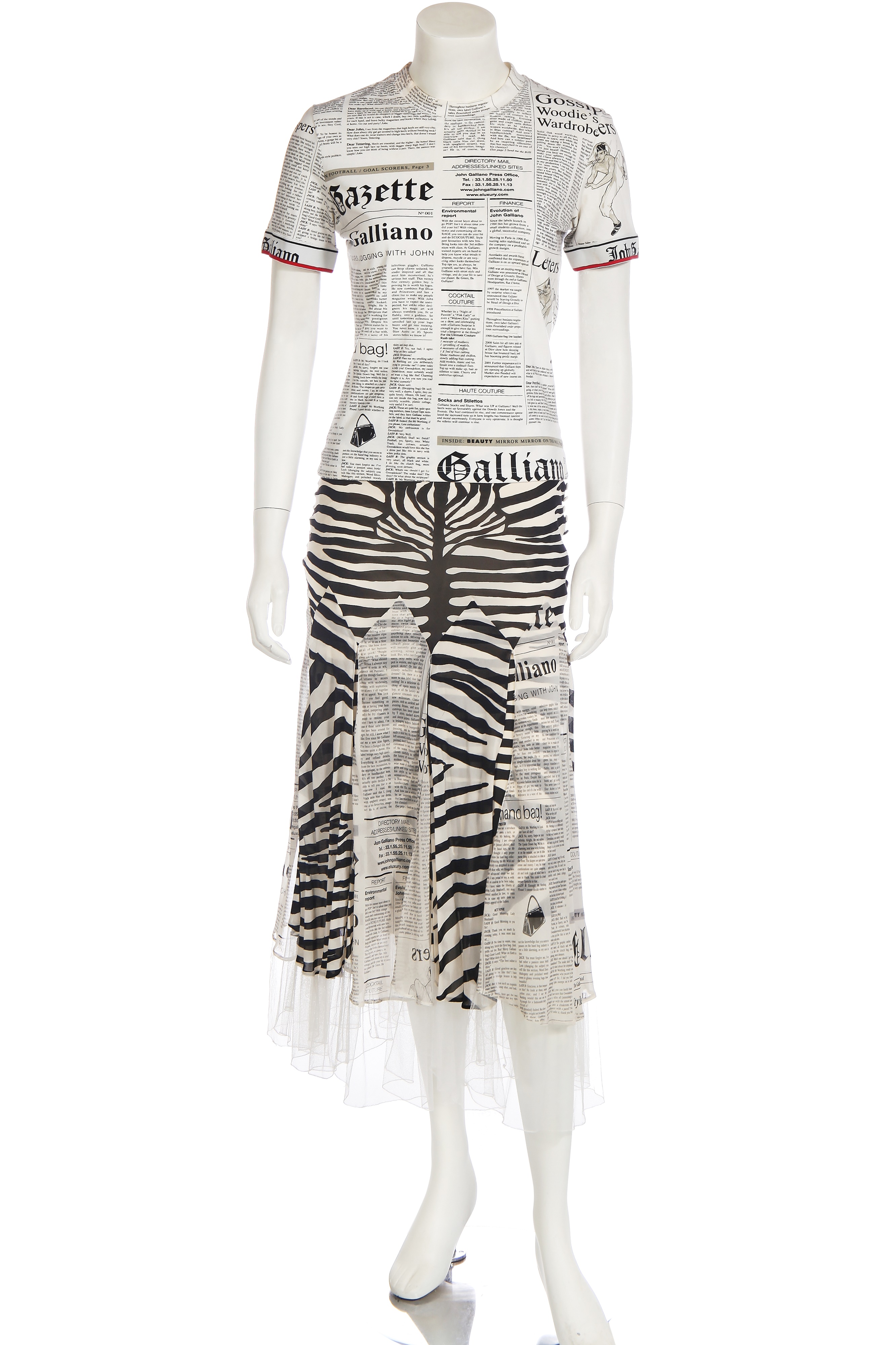 Lot 83 - A John Galliano newspaper and zebra print
