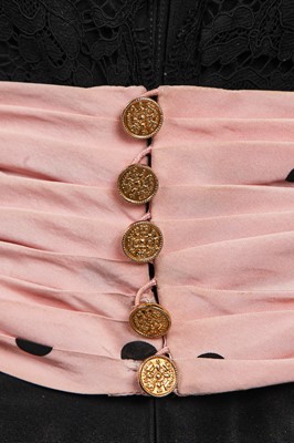 Lot 181 - A Chanel little black dress with polka-dot pink faille cummerbund, Spring-Summer 1988