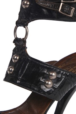 Lot 2 - A pair of rare Westwood/McLaren black patent 'SEX' Bondage shoes, circa 1975
