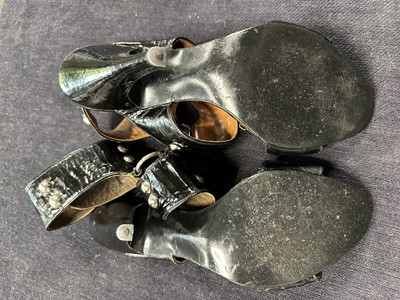 Lot 2 - A pair of rare Westwood/McLaren black patent 'SEX' Bondage shoes, circa 1975