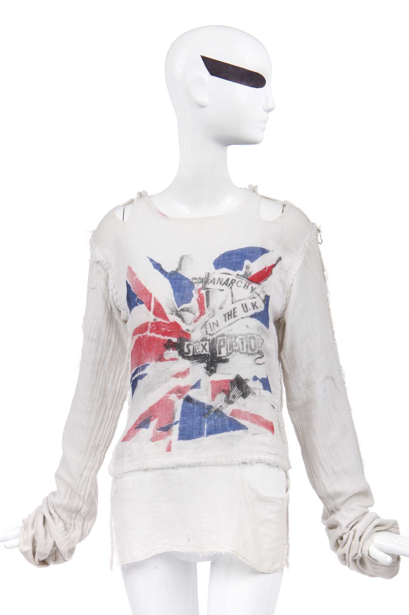 Lot 6 - A Westwood/McLaren Seditionaries 'Anarchy' muslin bondage shirt, circa 1977