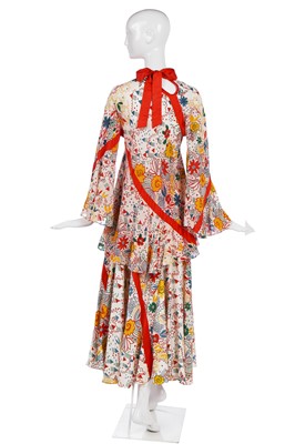 Lot 334 - An Ossie Clark/Celia Birtwell printed chiffon ensemble, 1970s