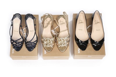 Lot 20 - Three pairs of Christian Louboutin shoes,...