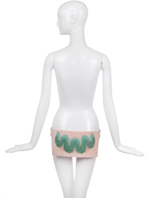 Lot 33 - A Vivienne Westwood printed pink suedette ensemble, 'Pagan V' collection,  Spring-Summer, 1990