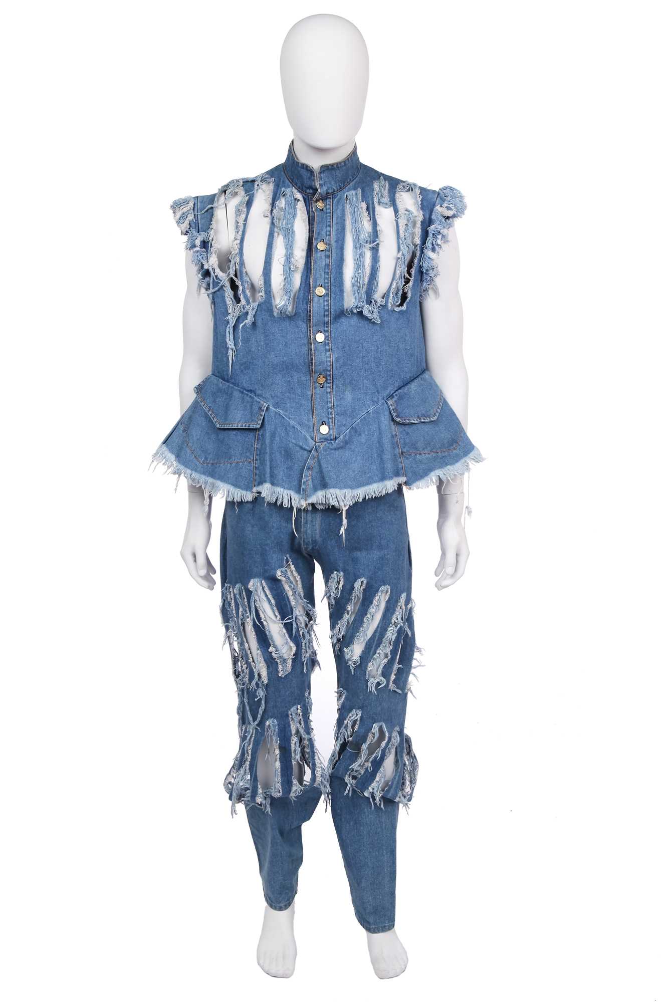 Lot 37 - A Vivienne Westwood men's denim ensemble, 'Cut and Slash', Spring-Summer, 1991