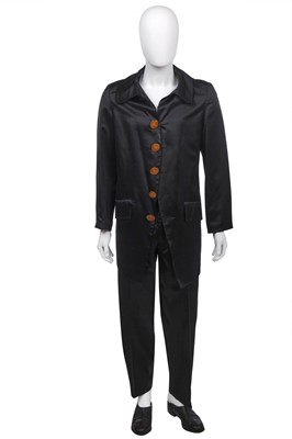 Lot 42 - A Vivienne Westwood men's black satin trouser suit, 'Cut, Slash & Pull', Spring-Summer, 1991
