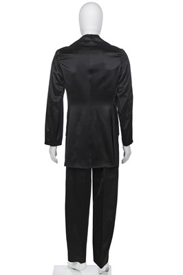Lot 42 - A Vivienne Westwood men's black satin trouser suit, 'Cut, Slash & Pull', Spring-Summer, 1991