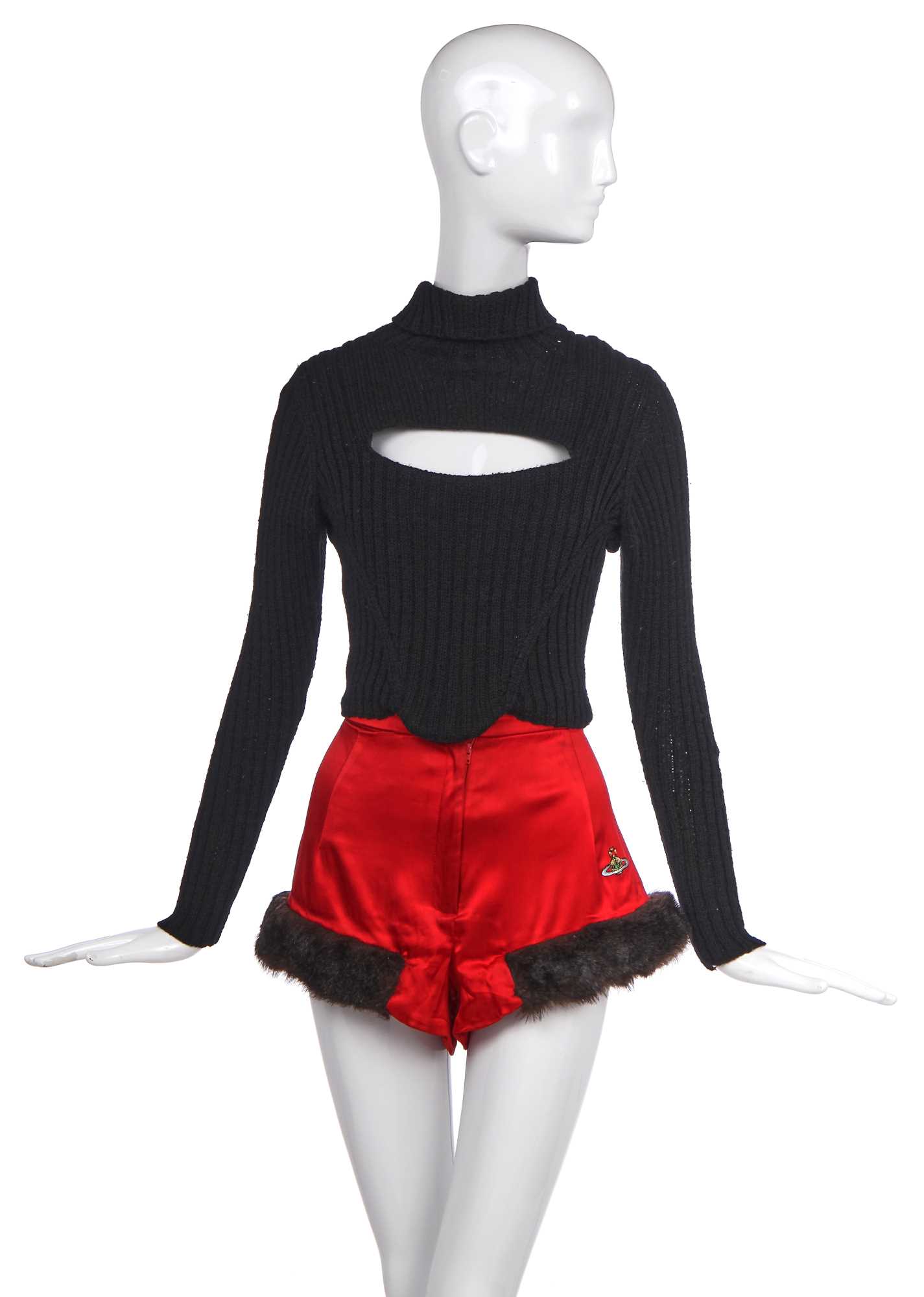 Lot 47 - A Vivienne Westwood corseted sweater and satin shorts, 'Dressing Up' collection, Autumn-Winter, 1991-92