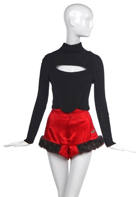 Lot 47 - A Vivienne Westwood corseted sweater and satin shorts, 'Dressing Up' collection, Autumn-Winter, 1991-92