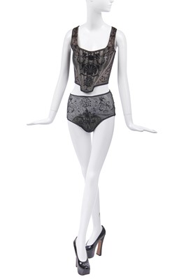 Lot 49 - A rare Vivienne Westwood complete 'Boulle' print corset ensemble, 'Salon', Spring-Summer, 1992