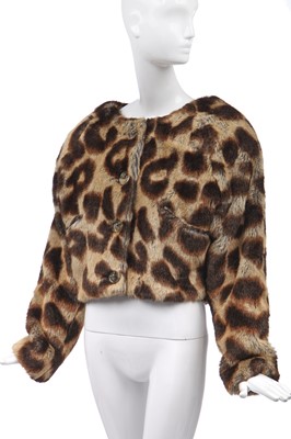 Lot 54 - A Vivienne Westwood faux leopard fur jacket and bag, 'Always on Camera' Autumn-Winter, 1992-93