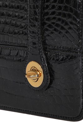 Lot 43 - A Gucci black crocodile handbag, 1960s
