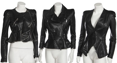 Lot 80 - Three Alexander McQueen by Sarah Burton lambskin leather jackets, 2012-13