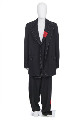 Lot 137 - An early Yohji Yamamoto men's black gabardine ensemble, Spring-Summer 1988