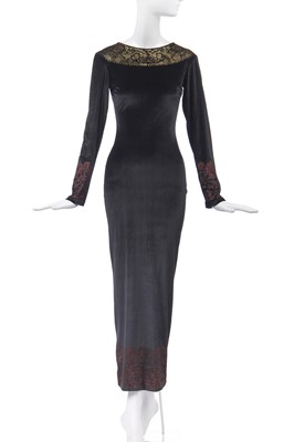 Lot 53 - A Vivienne Westwood lace-print velvet dress, 'Always on Camera' Autumn-Winter, 1992-93