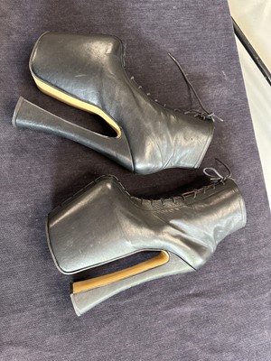 Lot 73 - A pair of custom-made black fetish Super Elevated platforms, circa 1993