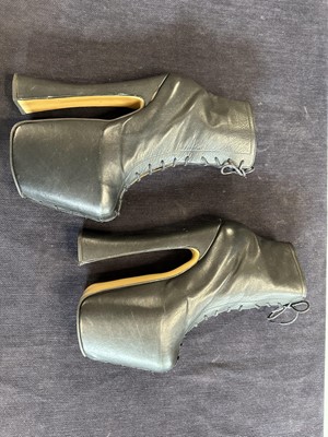 Lot 73 - A pair of custom-made black fetish Super Elevated platforms, circa 1993