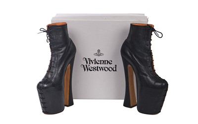 Lot 73 - A pair of custom-made black fetish Super Elevated platforms, circa 1993