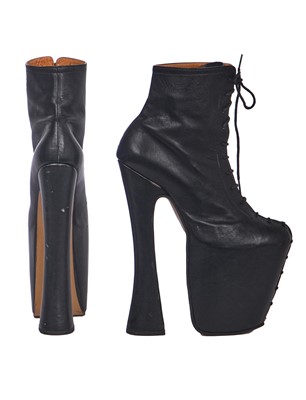Lot 73 - A pair of custom-made black fetish Super Elevated platforms, circa 1993