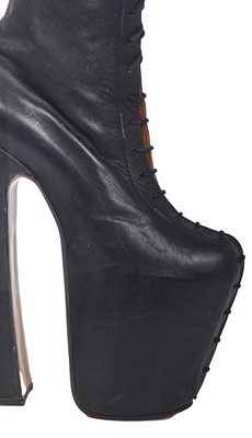 Lot 73 - A pair of custom-made black fetish Super Elevated platforms, circa 1993