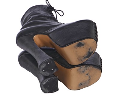 Lot 73 - A pair of custom-made black fetish Super Elevated platforms, circa 1993