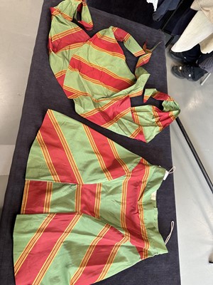 Lot 72 - A Vivienne Westwood red and green striped silk ensemble, 'Tied to the Mast' collection, Spring-Summer 1998