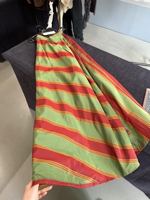 Lot 72 - A Vivienne Westwood red and green striped silk ensemble, 'Tied to the Mast' collection, Spring-Summer 1998