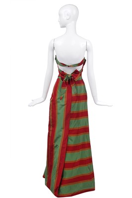 Lot 72 - A Vivienne Westwood red and green striped silk ensemble, 'Tied to the Mast' collection, Spring-Summer 1998