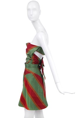 Lot 72 - A Vivienne Westwood red and green striped silk ensemble, 'Tied to the Mast' collection, Spring-Summer 1998