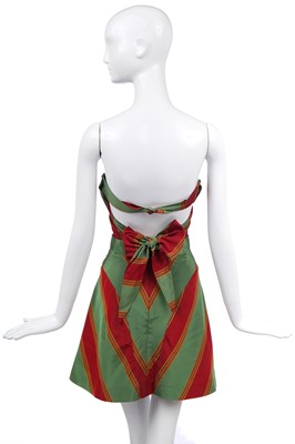 Lot 72 - A Vivienne Westwood red and green striped silk ensemble, 'Tied to the Mast' collection, Spring-Summer 1998