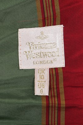 Lot 72 - A Vivienne Westwood red and green striped silk ensemble, 'Tied to the Mast' collection, Spring-Summer 1998